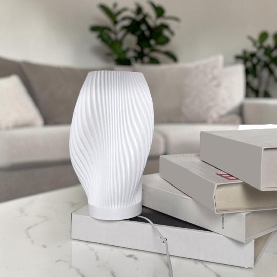 Night Light 3D Printed Pleated Decorative Lamp for Bedside USB Table Lamp for Bedroom Modern Ambient Room Decor