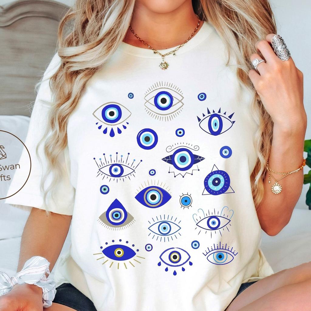 Evil Eye Shirt, Greek, Turkish Tee, Greece Clothes, Boho Mystical T-shirt