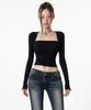INMUDEU Zen Slim Fit Bolero Long Sleeve T-Shirt [Black]