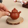 25Ml Enameled Pottery Teapot Pocket Hand Teapot Handstand Fingertip Kettle Tea Pet Dark-Red Enameled Pottery Teaset Accessories