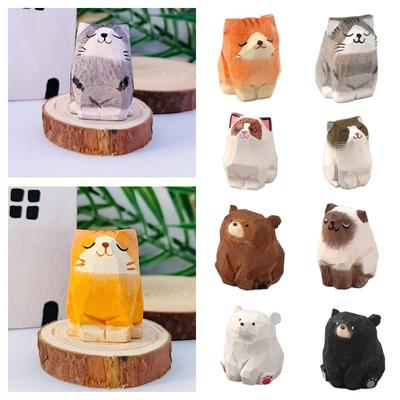 Carved Carving Cat Statue Cartoon Animal Car Ornament Creative Desktop Knick-knack