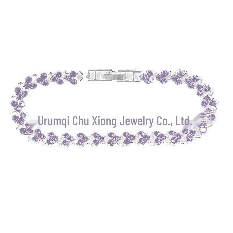 Heart-Shaped Rhinestone Silver-Plated Bracelet: Women's Crystal Fashion Hand Ornament