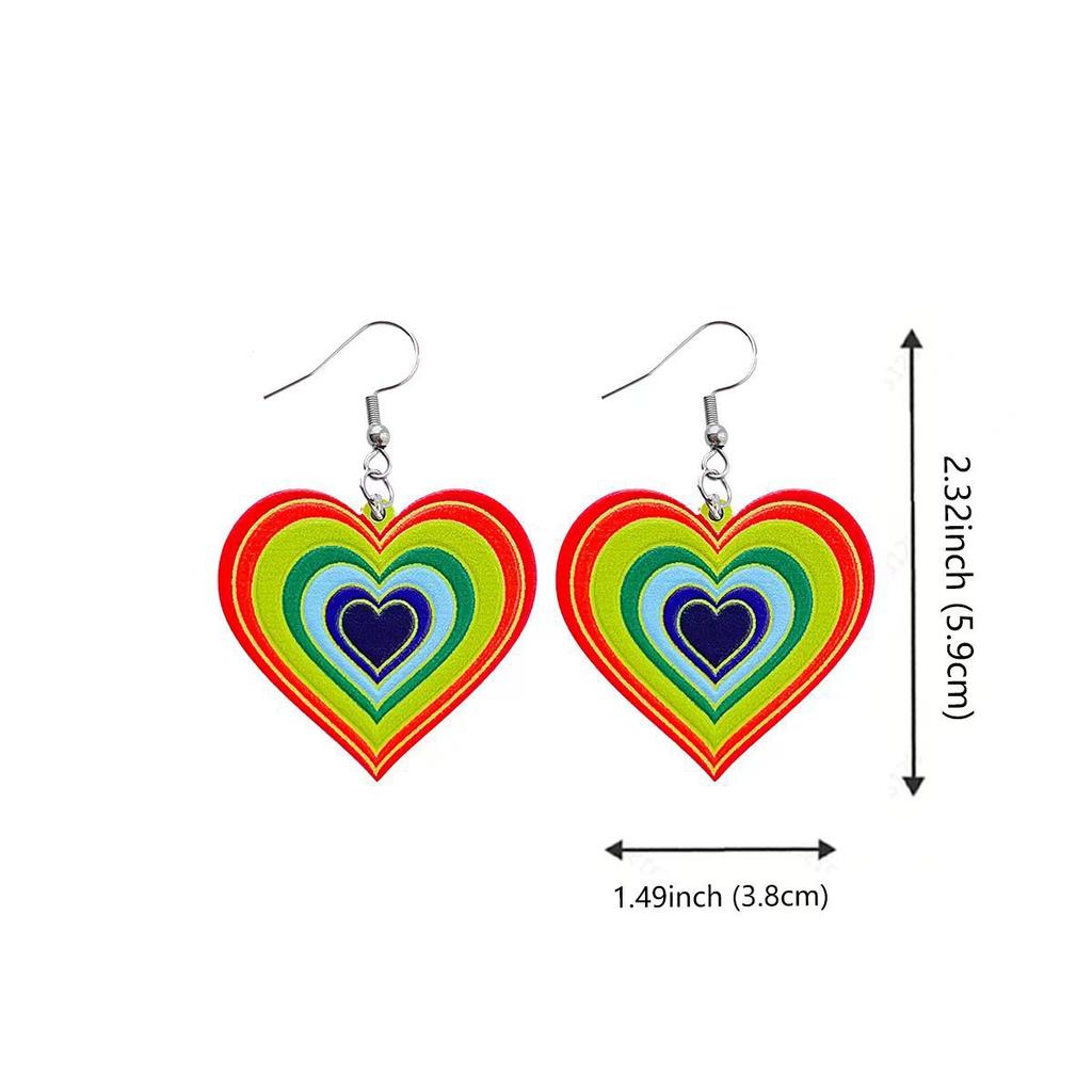 Cross-border explosion, rainbow elements, colorful earrings, women's earrings, love peach heart-shaped temperament earrings