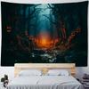 Halloween Horrorwald Kürbis Fledermaus Wandteppich Wohnzimmer Schlafzimmer Wanddekoration Festival Dekoration Hintergrundwand Poster