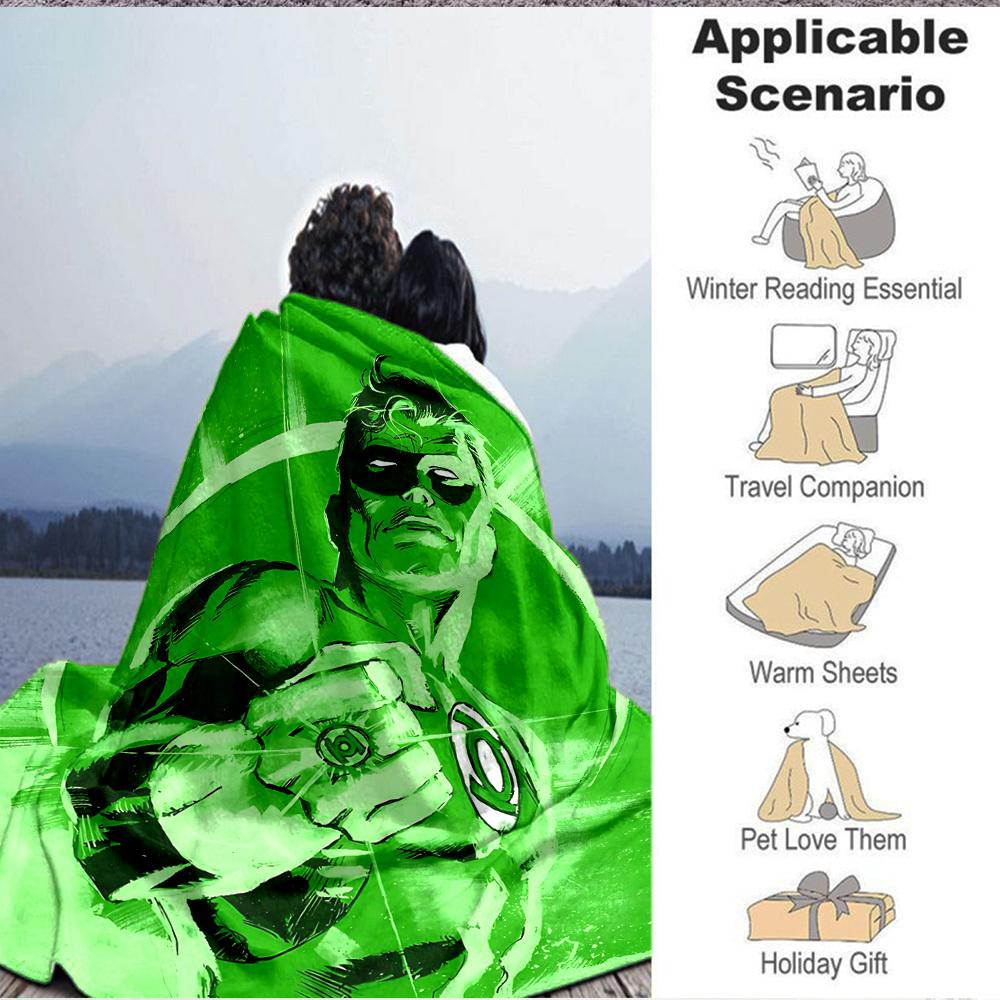 1 Stück Green Lantern Ring Flanell-Kuscheldecke Weich, Warm & Gemütlich für Sofa, Bett, Büro und Reisen Vielseitiges Ganzjahresgeschenk, Weihnachtsgeschenk