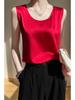 Women's Sleeveless Summer Silk Camisole - Loose Fit, Round Neck, Mulberry Silk Base Layer Top