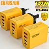 4 Ports 120W Charger PD Quick Charge 3.0 USB C Type C USB Phone Chargers Fast Charging Adapter For iPhone Samsung Xiaomi Huawei