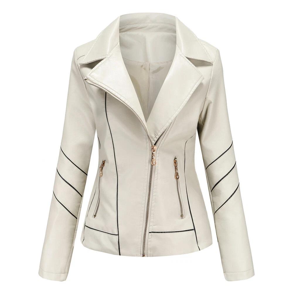 

Leather Women s Pu Short Coat Jacket Motorcycle Jacket Women s New Style XXXXL белый