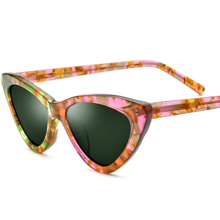 Borregls Acetate Sunglasses Women 2025 New Brand Designer Vintage Cat Eye Polarized UV400 Sun Glasses Men Shades 19104T Acetate