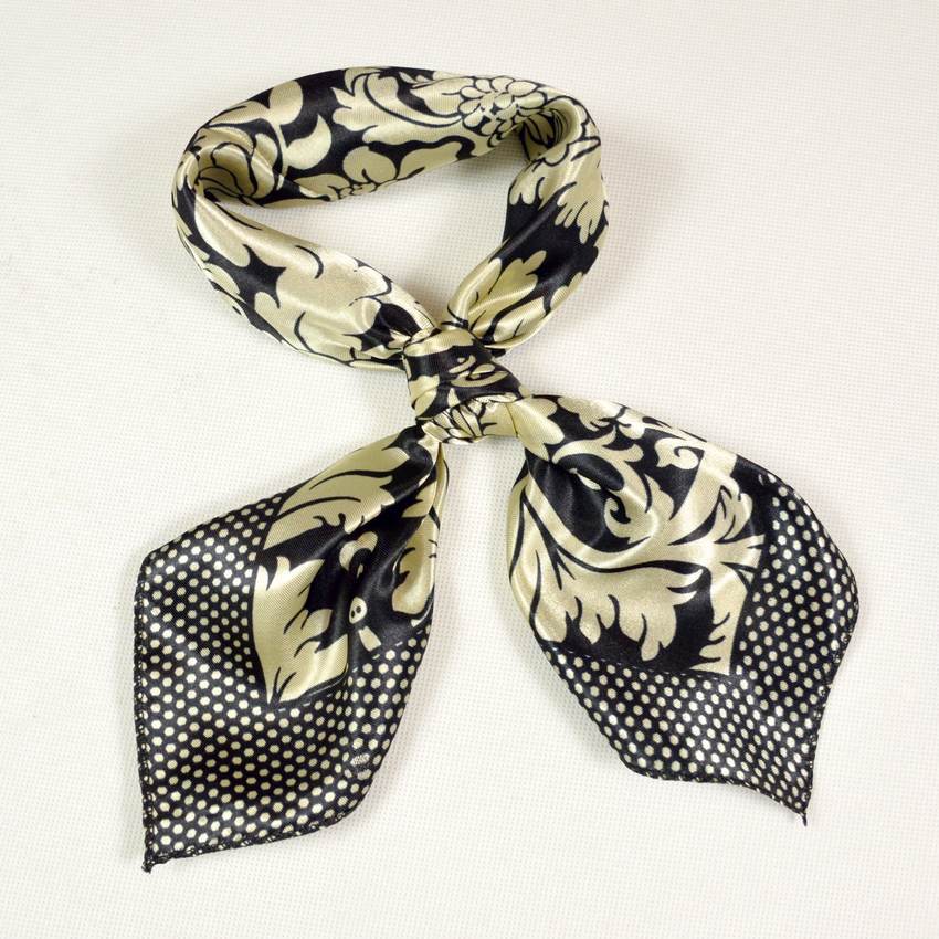 

Schals New Black White Small Square Scarf printed All-Match Satin Scarves For Women And Men 52*52cm Men Silk Scarf