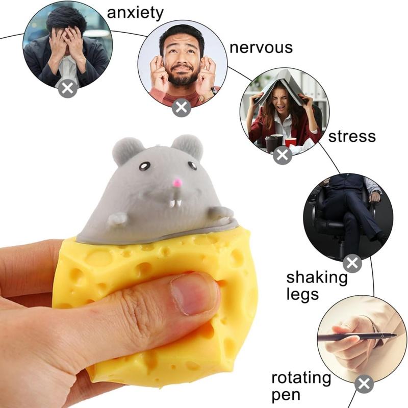 Pop Up Funny Mouse And Cheese Block Squeeze Anti Stress Toy Hide And Seek Figures Stress Relief Fidget Toys For Kids Adults