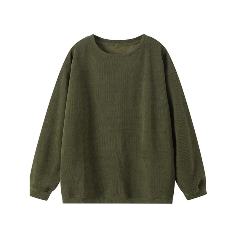 Fall and Winter New Arrival Student Crew Neck Loose Pullover Pure Color Drop-Shoulder Long-Sleeve Casual Mid Length Long Length Sweatshirt Outwear