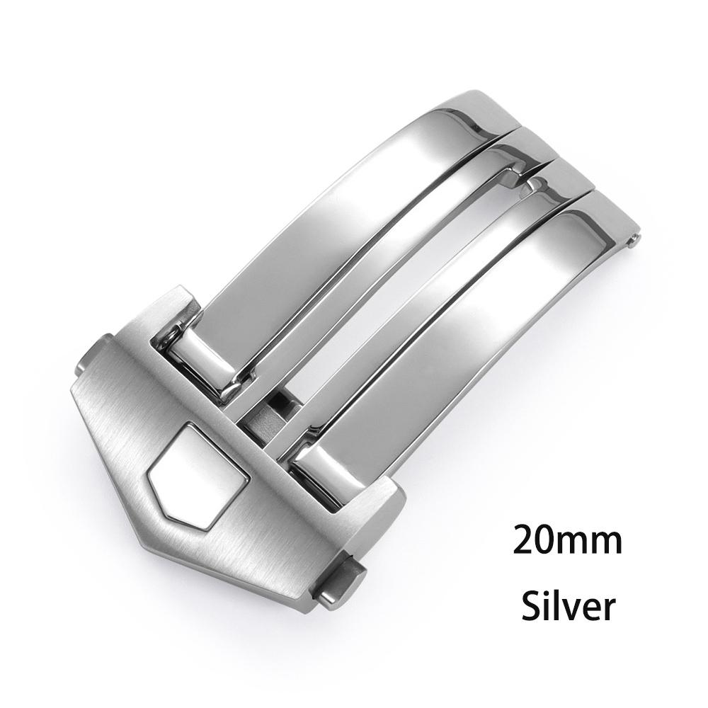 Pro hodinky TAG Heuer Spona na řemínek 18mm 20mm Nerezová ocel Dvojitá tlačítková spona pro kožený silikonový řemínek Skládací spona