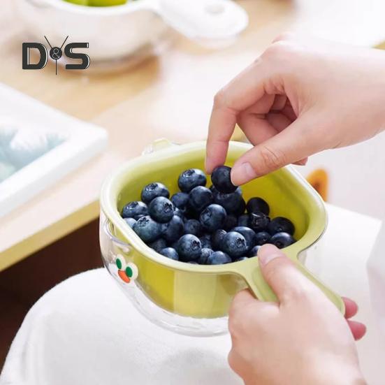 2/3 stk doble lags avløpskurver med håndtak BPA-fri multifunksjonell fruktsil avløpskurver med håndtak