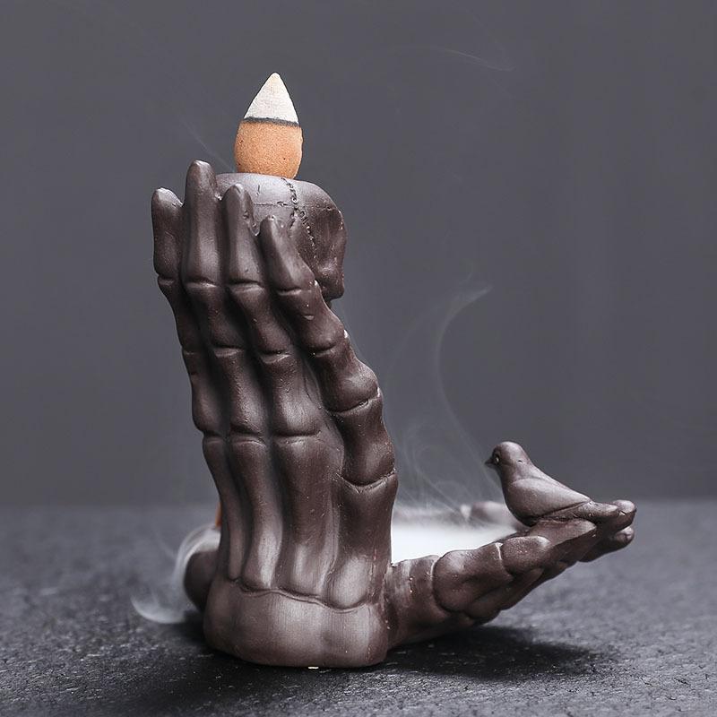 Handheld Skull Reflux Incense Burner Halloween Ghost Ornament Retractable Sandalwood Design Unique Home Decor Gift Idea