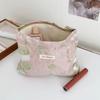 Polyester Canvas Flower Clutch Bag Large Capacity Flower Pattern Cosmetic Storage Pouch Portable Zipper Closure Makeup Bag