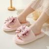 Bow opening cotton slippers for winter home, indoor use, plush slippers for warmth, plush slippers for warmth