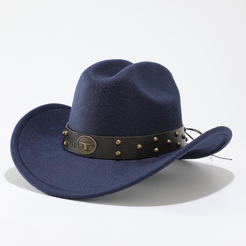 Hot-selling retro bull's head big-brimmed top hat European and American suede western cowboy hat men's and women's temperament jazz hat