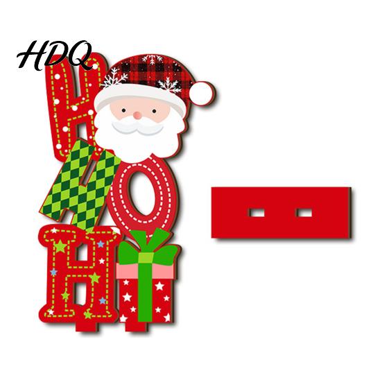 Stable Base Christmas Decor 2D Wooden Tabletop Ornaments Xmas Tree Santa Holiday Home Accents Snowman Sign with Stand Party Decorations Small Gifts