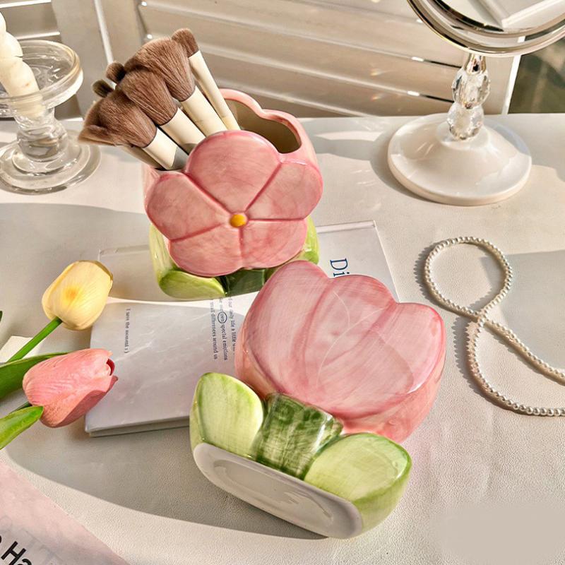 Tulpe Blume Make-up Pinsel Aufbewahrungseimer Büro Pinselhalter Schlafzimmer Schreibtisch Aufbewahrung Dekorative Ablage Ornament