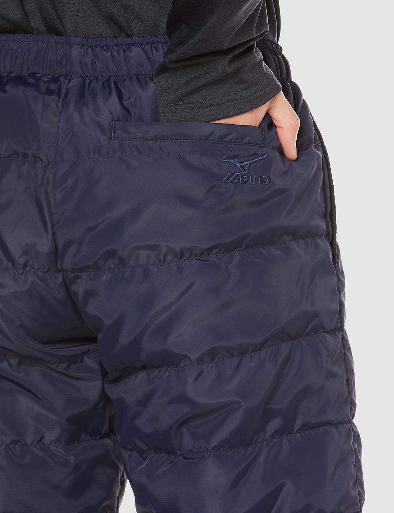 Mizuno Breath Thermo Outdoor Down Size L Pants, Moisture-Wicking, Heat-Generating, Water-Repellent, C2JF1531, Men's, Navy,
