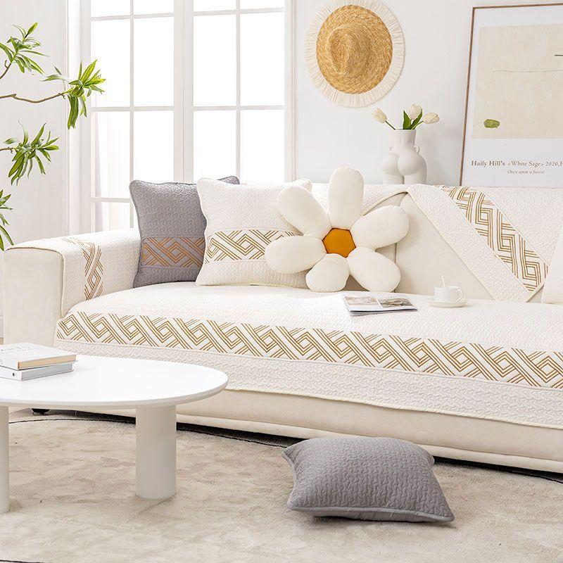 Sofa Cushion Four Seasons Pure Cotton Non-Slip Universal Non-Slip Cotton Simple Modern Cushion Leather Sofa Cover Cover Cloth
