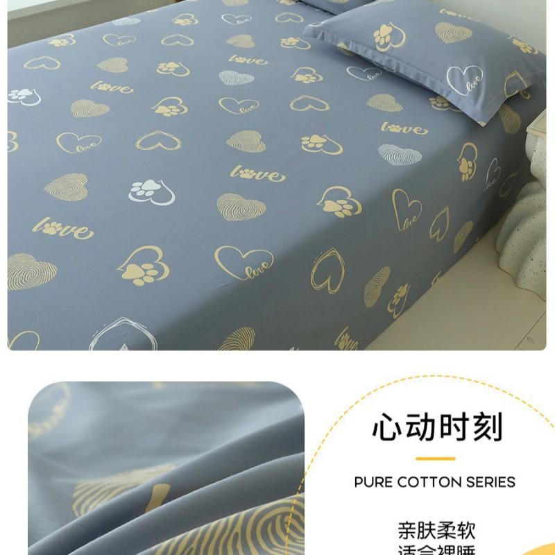 100% Cotton Single Bed Sheet Set Lightweight Breathable Student Dorm Bedding With Pillowcase Stripe