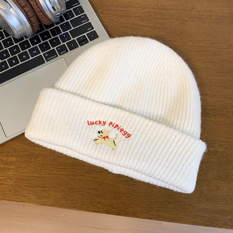 

Cute puppy knitted wool hat female thickened warm autumn and winter new face small headhat cold hat winter M（54-58cm）
