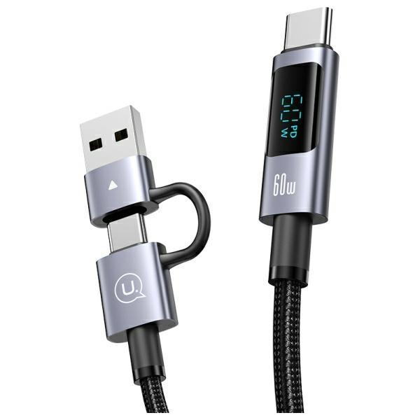 Usams Kabel 6W1 Fast Charging 60W 1,2M   Data Cable Digital Dispay Aluminium Alloy Seria Sufeng Sj713