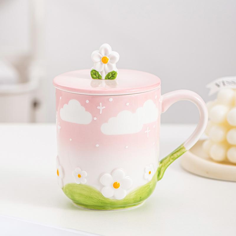 Ceramic Coffee Mug Creative Flower Cup for Office and Home Christmas Birthday Surprise for Friends Family or Flower Lovers