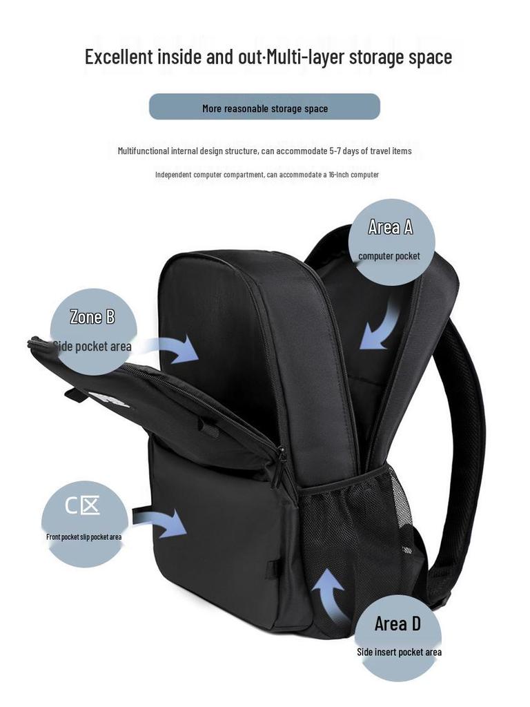 Trendy Minimalist Men's Laptop Backpack: Lightweight, Detachable, Large Capacity for Business Commute & Travel.