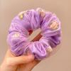 Chouchou d'été en satin et tulle à pois violets - Élastique à cheveux pour femme à haute élasticité