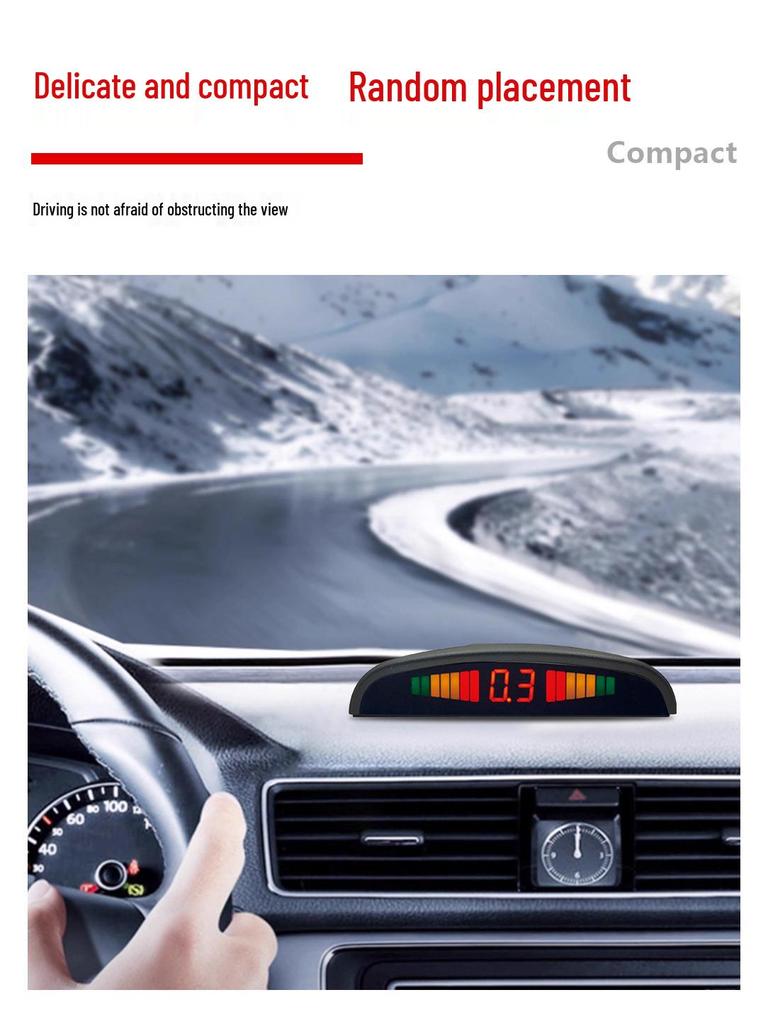 Boruisi Crescent LED Reversing Radar with Beeping Sound and 8 Sensors