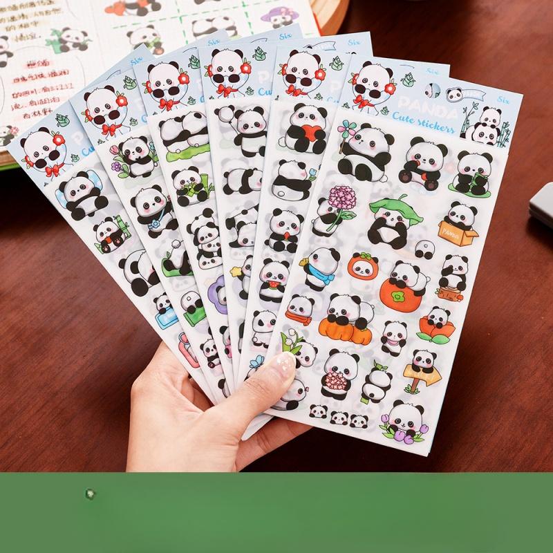 6 Sheets, Cute Expression Cartoon Doodle Cup Round Sticker, Multicolor Smile Face Gift Decoration Hand Account Sticker, Korean