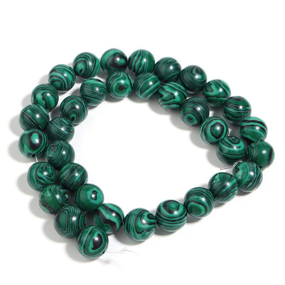 Natürliche Malachit-Steinperlen Grün Rund Lose Abstandshalterperlen für Schmuckherstellung DIY Armbänder Halsketten Zubehör 4/6/8/10/12mm