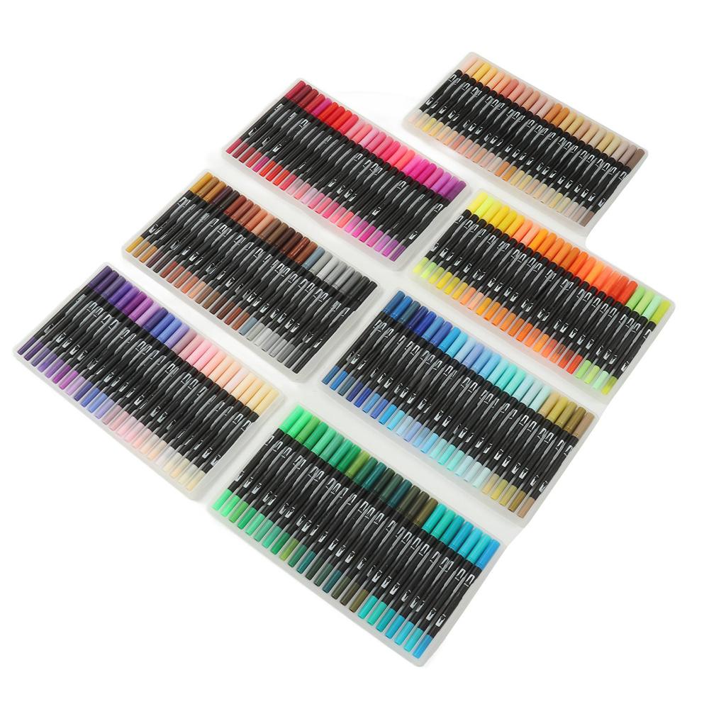 168 Colors Dual Brush Marker Pens 0.5mm Fine Tips Watercolor Pens for Drawing Painting Coloring Writing