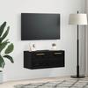 Wall Mounted Wall Cabinet Black Oak Effect 80 X 36.5 X 35 Cm