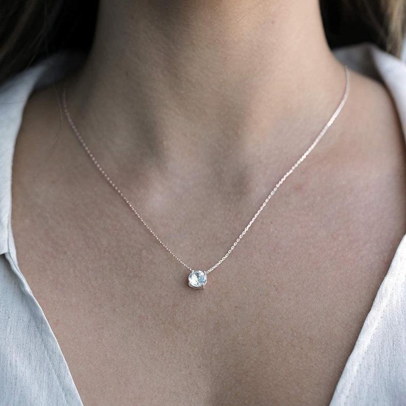 925 Silver Bead Necklace Pendant AAA Zircon For Women Clavicle Chain Necklaces Wedding Party Fashion Jewelry Gift