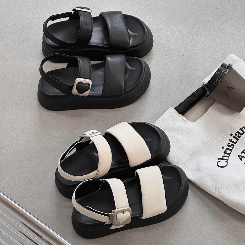 Leather platform Roman shoes women's 2025 summer new wear open-toed casual muffin shoes with beach sandals