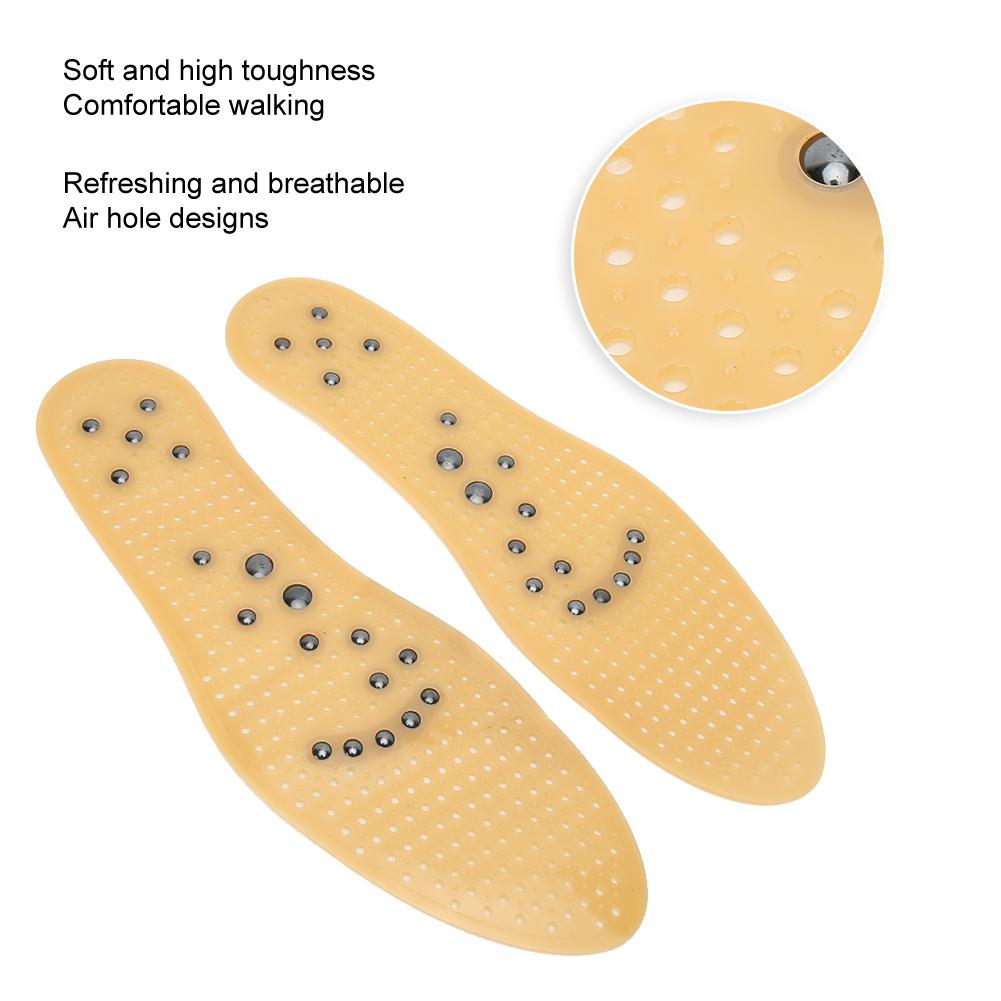 Magnet Therapy Insoles Breathable Foot Sole Massage Foot Pad for Healthy Care (Yellow L)