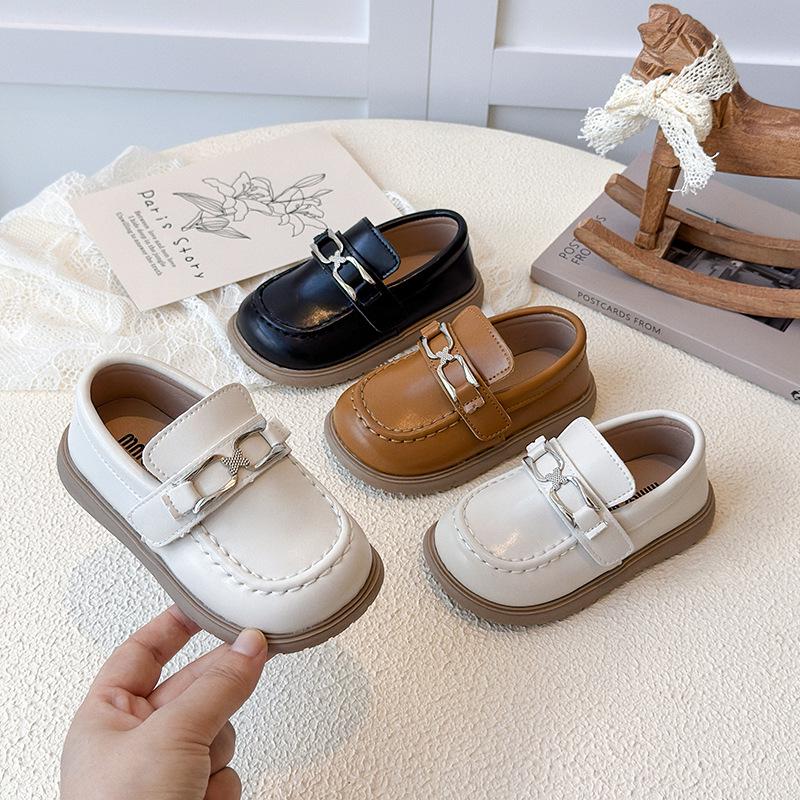 Girls' Velcro Princess Shoes - Soft Sole Leather, 2025 Spring/Autumn Korean Style