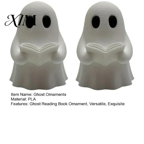 Cute Ghost Figurines for Home Decor Halloween Mini Reading Book Ornament, 3D Printed Little Minimalist Figurine, Durable PLA Creative Statues