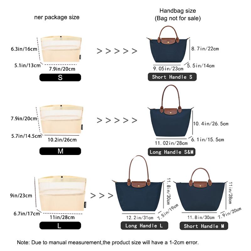 EverToner Ultralight liner Organizer Til Long-champ Håndtaske Indsats Opbevaring Makeup Tasker Liner Taske Støtte Shaper