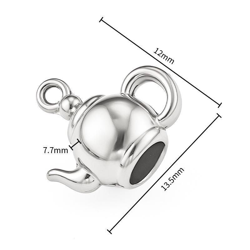 Simple Stainless Steel Christmas Tree Teapot 3D Charm Pendant for DIY Earrings & Necklaces - Titanium Steel Handcrafted Jewelry Accessory.