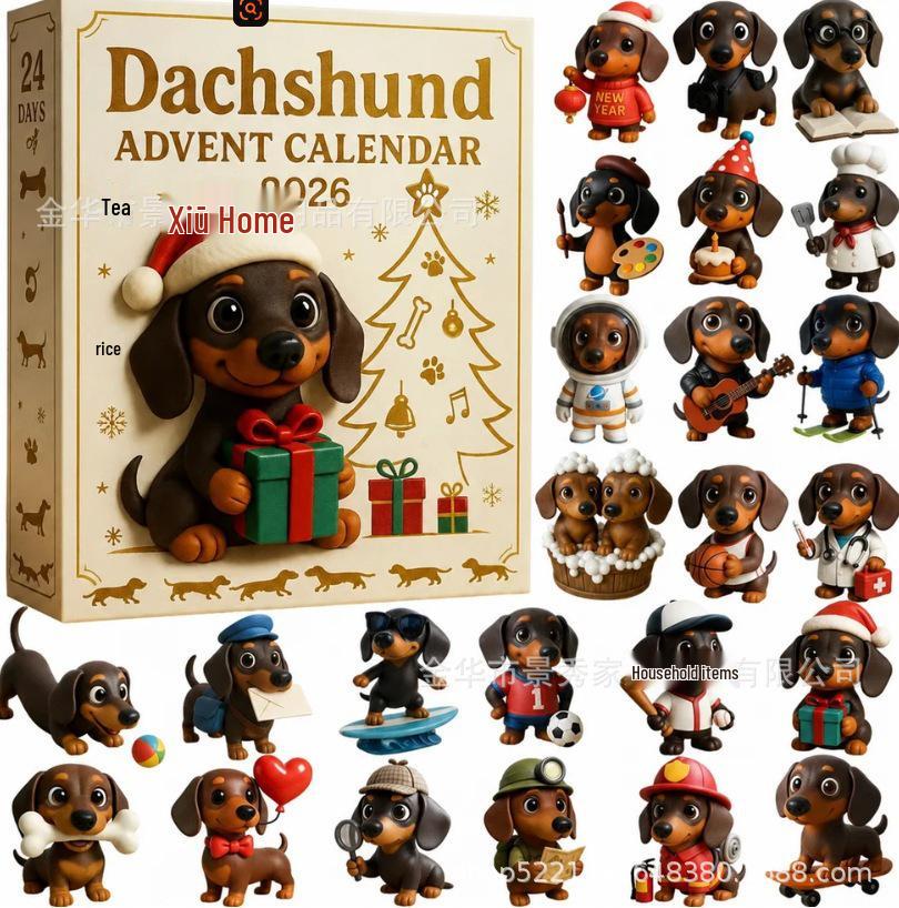Calendario de Adviento de Navidad para Perros Salchicha 2026 - Cuenta Atrás en Caja Sorpresa