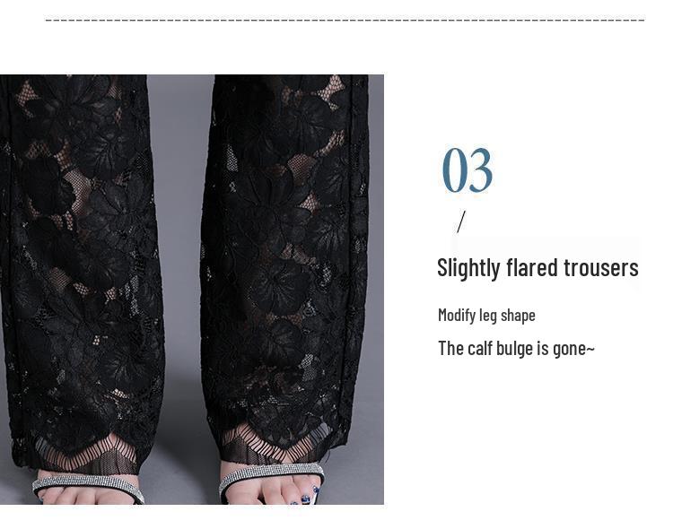 Women's High-Waisted Lace Wide-Leg Pants - Summer Bell Bottom Style