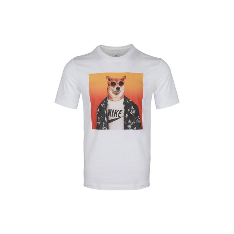Nike T Shirts Men's White Crew Neck Moderate Straight Fit CT6313-100