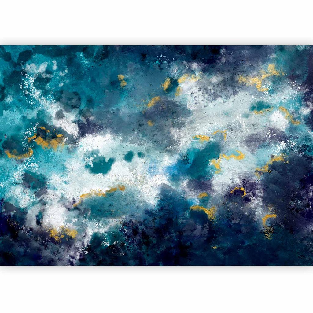 Fototapeta - Wzburzony Ocean - Abstrakcyjna Niebieska Kompozycja W Stylu Akwareli