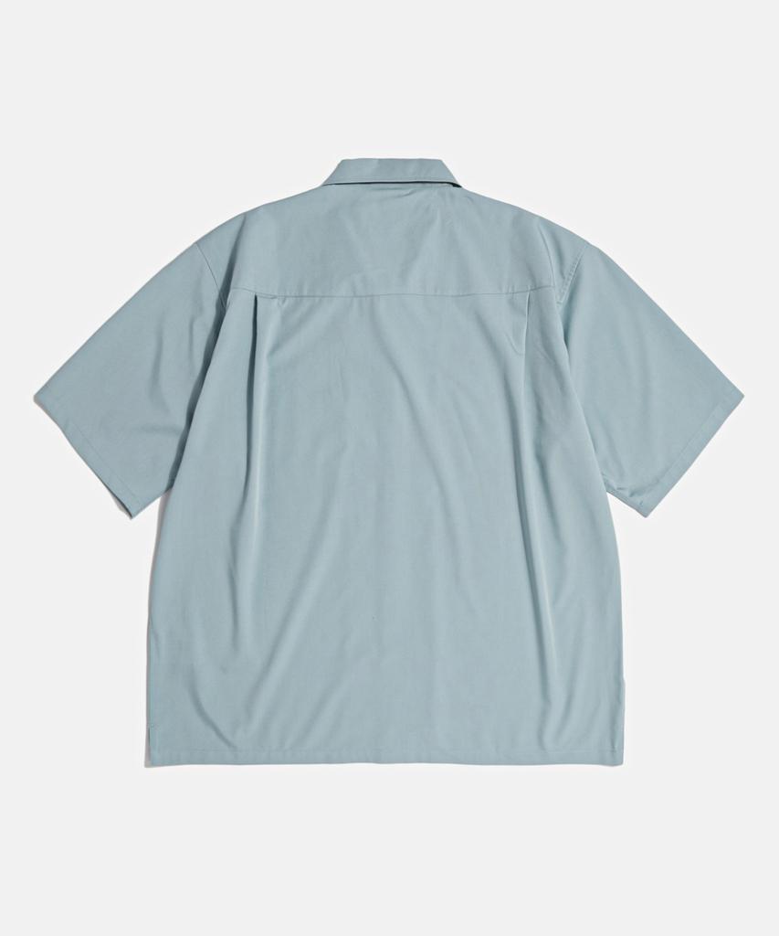 ESPIONAGE Script Logo Open Collar S/S Shirt Rusty Blue