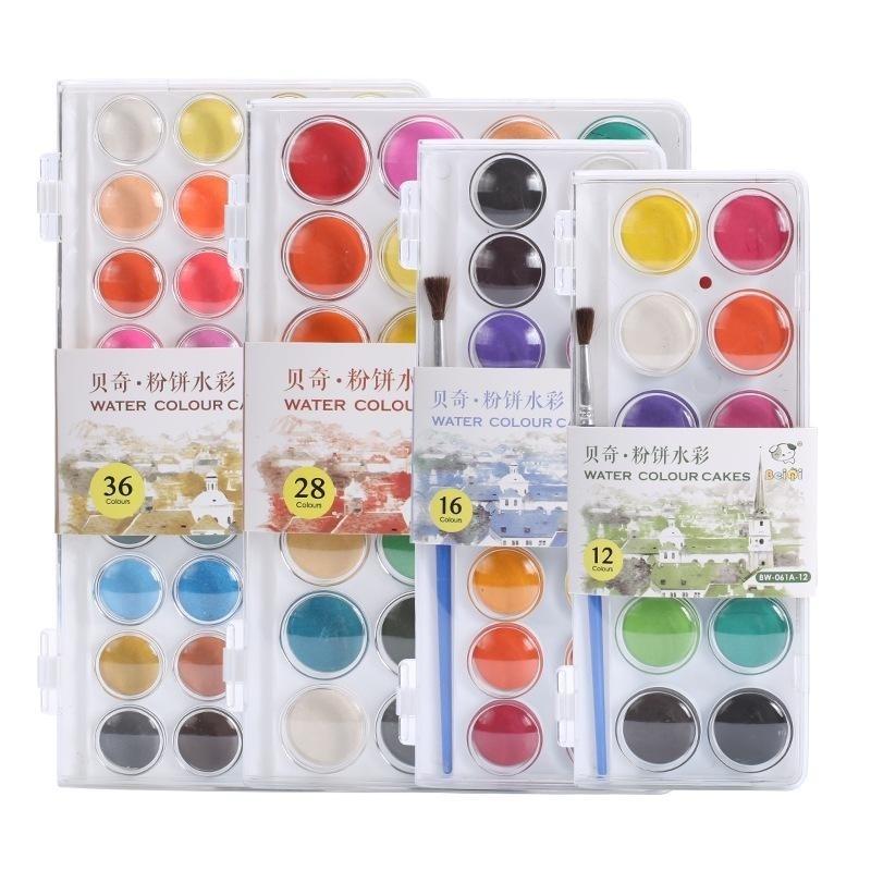 

Портативный однотонный набор акварельных красок 12/16/18 цветов, акварельная кисть, ручка для детской живописи, товары для рукоделия 18colors